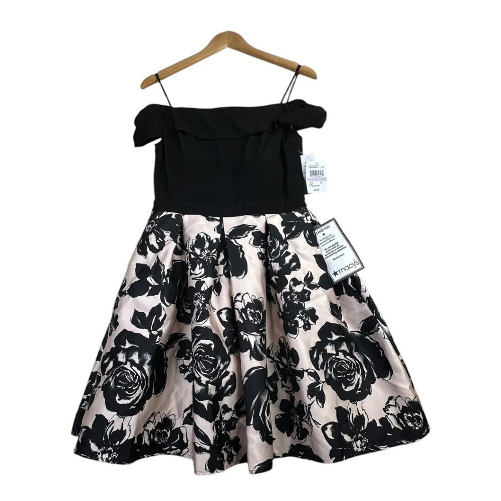 New Morgan & CO. Floral Scoop Neck Fit & Flare Dress size 11 Black‎